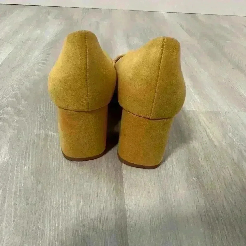 Zara Basic Yellow Suede Pointed Toe Block Heels W… - image 5